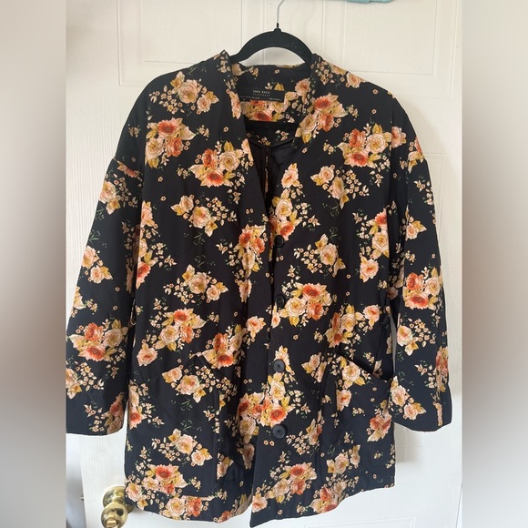 ZARA Quilted Floral Jacket Coat Size M-L - Picture 5 of 15